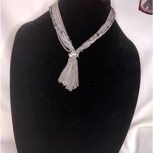 Vera Wang silver necklace with blue and silver chains $30